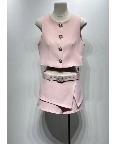 JUPE SHORT AVEC CEINTURE ENSEMBLE ROSE