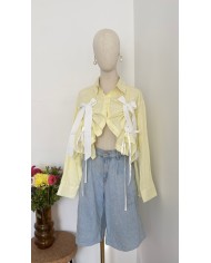 CHEMISE JAUNE À NOEUD