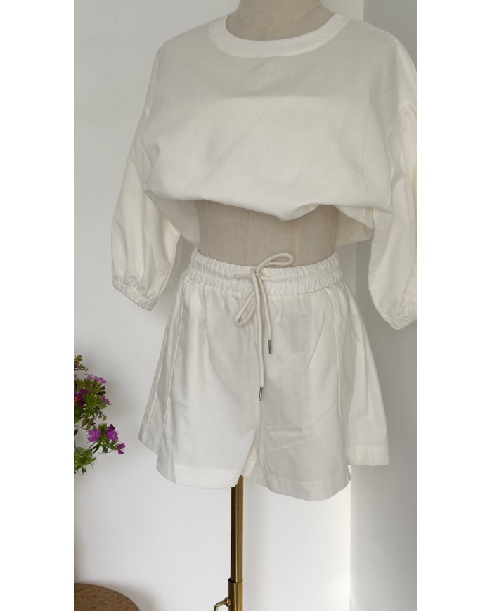 SHORT ENSEMBLE COTON BLANC