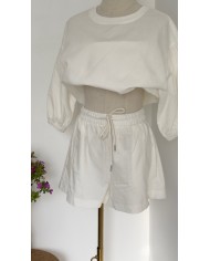 SHORT ENSEMBLE COTON BLANC