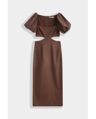 ROBE MANCHE BOUFFANTE MARRON