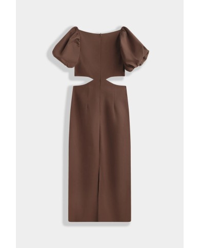 ROBE MANCHE BOUFFANTE MARRON