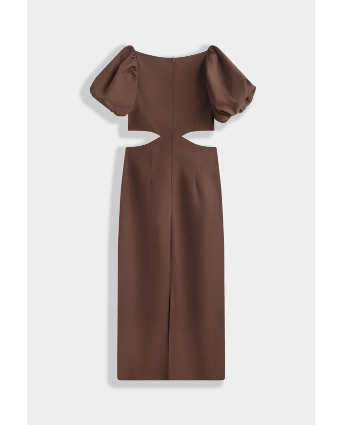 ROBE MANCHE BOUFFANTE MARRON