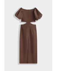 ROBE MANCHE BOUFFANTE MARRON