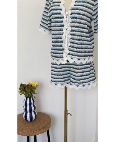SHORT ENSEMBLE VAGUE BLEU