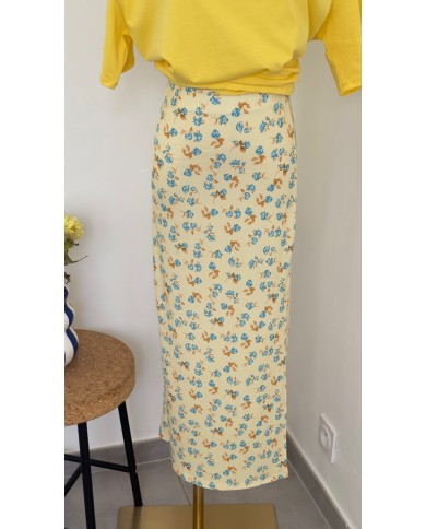 JUPE FLEURS JAUNE