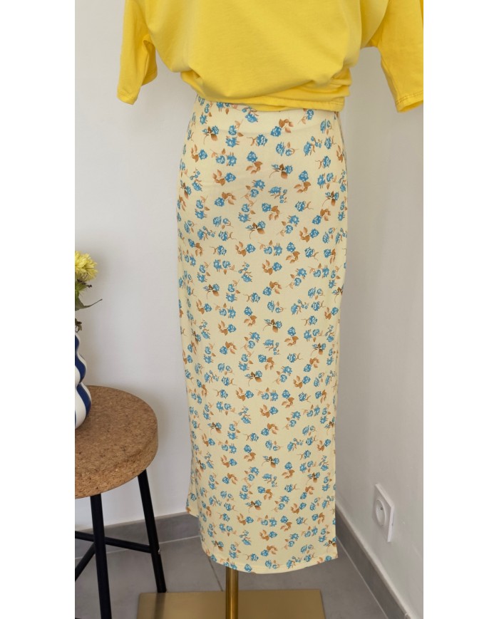 JUPE FLEURS JAUNE