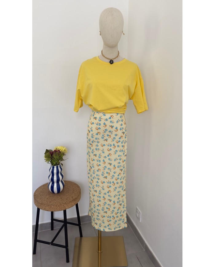 JUPE FLEURS JAUNE