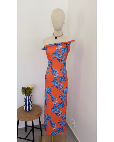 ROBE MOULANTE ORANGE ET BLEU