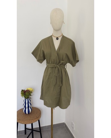 ROBE EN LIN KAKI
