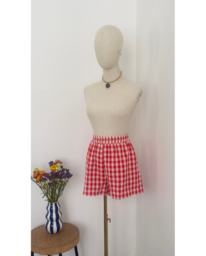 SHORT ENSEMBLE VICHY ROUGE