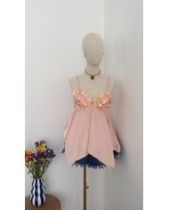 TOP EN SATIN ROSE