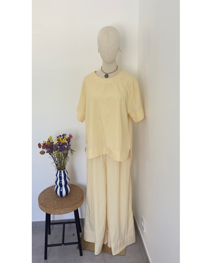 PANTALON ENSEMBLE JAUNE BEURRE