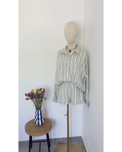 CHEMISE ENSEMBLE RAYURES VERT