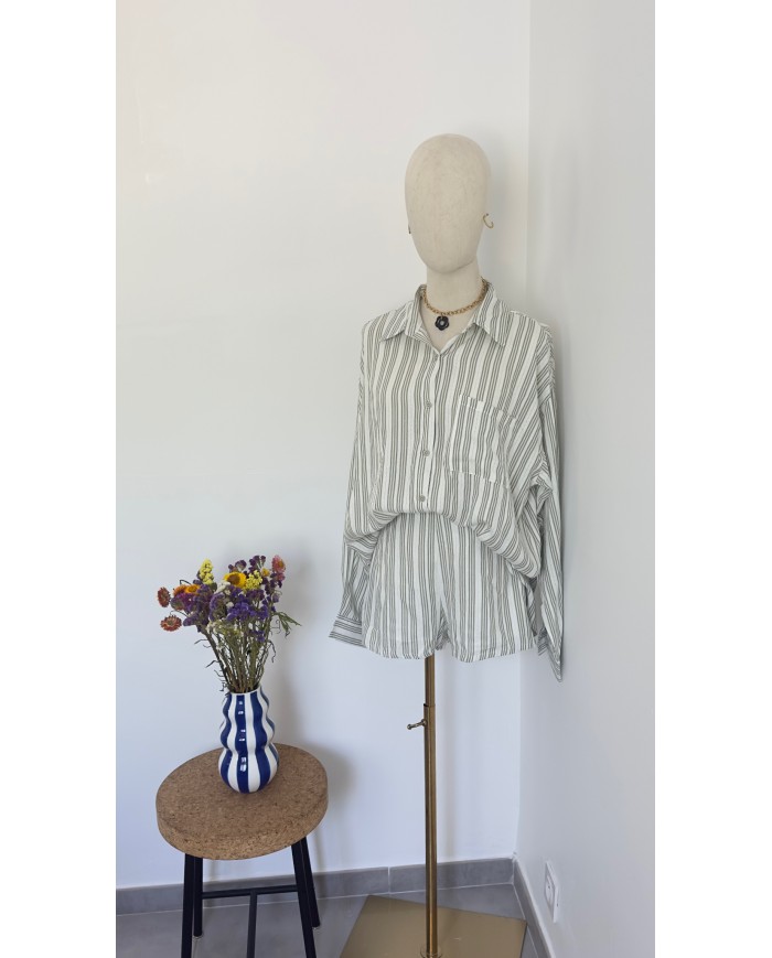 CHEMISE ENSEMBLE RAYURES VERT