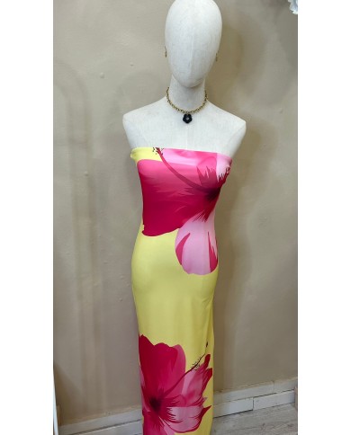 ROBE BUSTIER FLEUR JAUNE