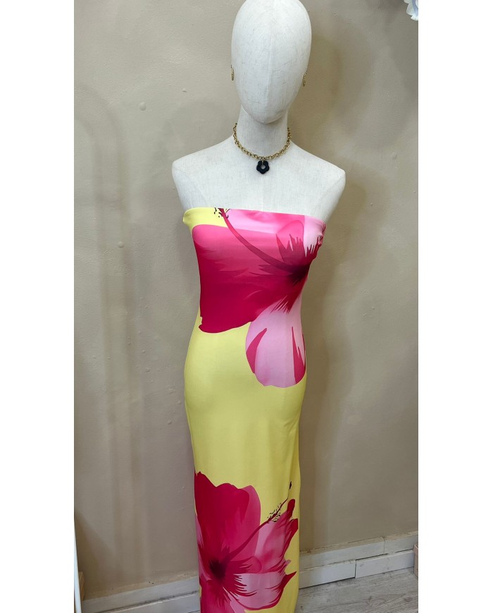 ROBE BUSTIER FLEUR JAUNE