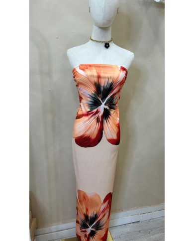 ROBE BUSTIER FLEUR BEIGE