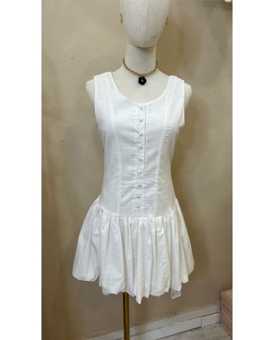 ROBE BALLON LIN BLANC