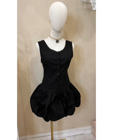 ROBE BALLON LIN NOIR
