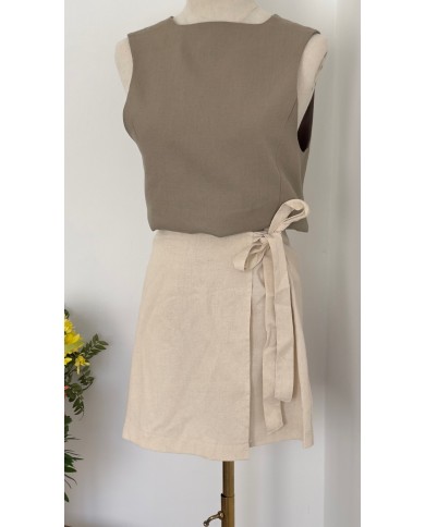 JUPE SHORT LIN BEIGE