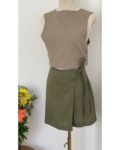 JUPE SHORT LIN KAKI
