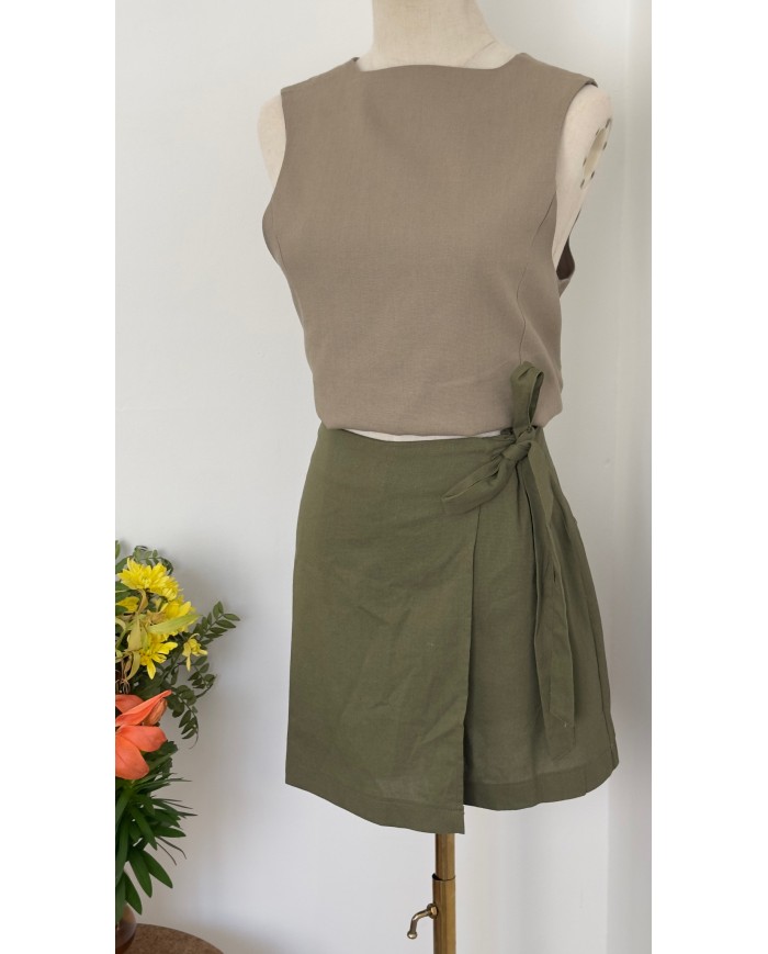 JUPE SHORT LIN KAKI