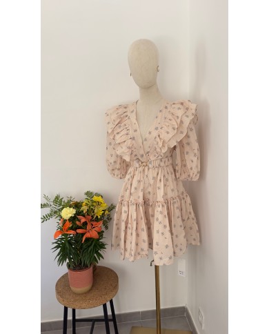 ROBE FLEURIS BEIGE