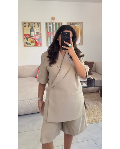 BLAZER MANCHE COURTE TAUPE