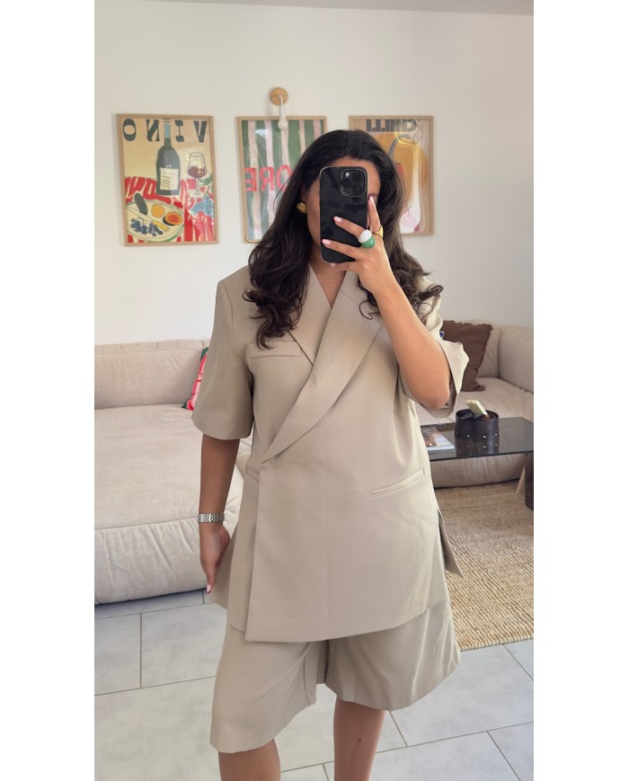 BLAZER MANCHE COURTE TAUPE