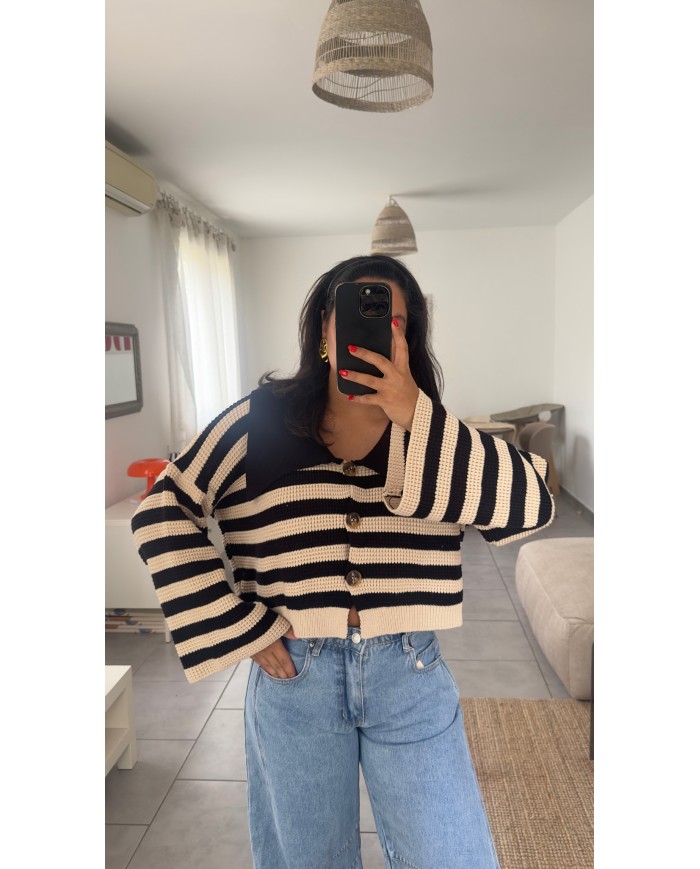 CARDIGAN BEIGE ET NOIR