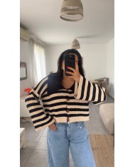 CARDIGAN BEIGE ET NOIR