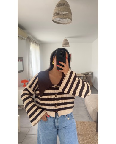 CARDIGAN BEIGE ET CHOCO