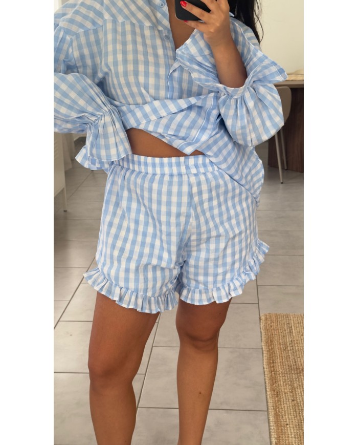 SHORT ENSEMBLE VICHY BLEU