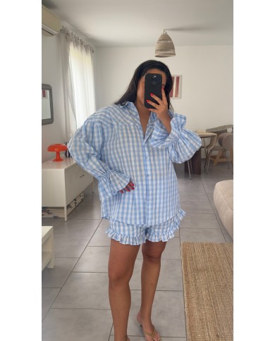 SHORT ENSEMBLE VICHY BLEU
