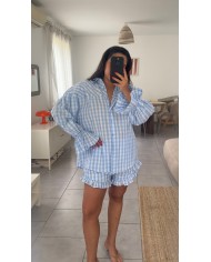 SHORT ENSEMBLE VICHY BLEU