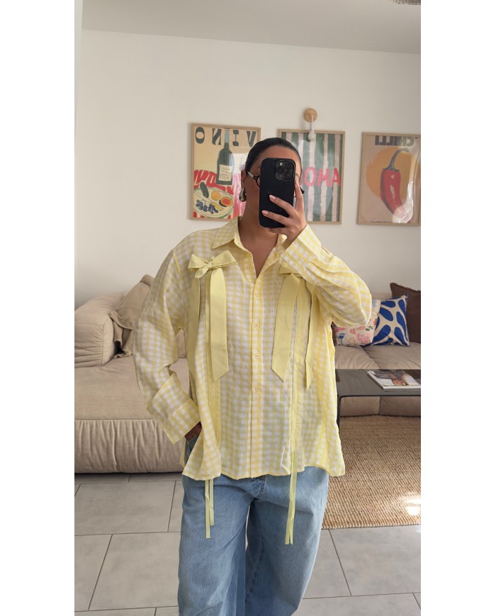 CHEMISE VICHY JAUNE CROP