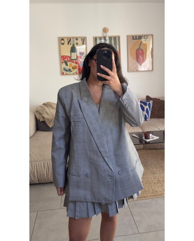 BLAZER À CARREAUX GRIS