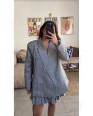 BLAZER À CARREAUX GRIS