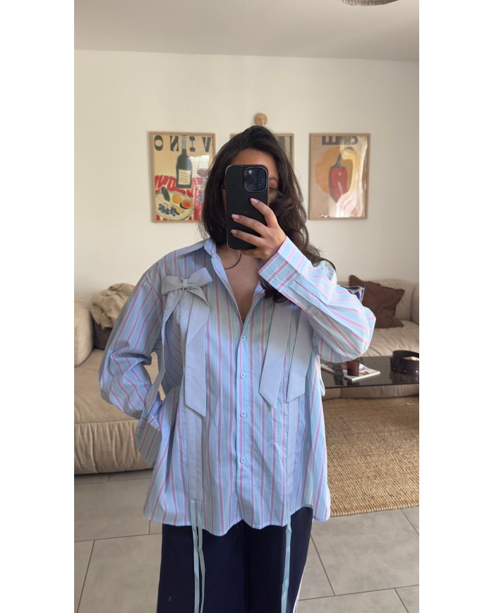 CHEMISE CROP BLEU