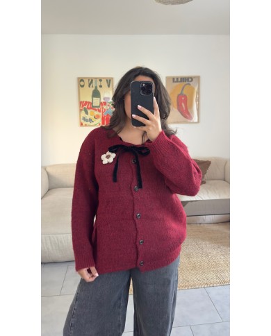 CARDIGAN FLEUR BORDEAUX