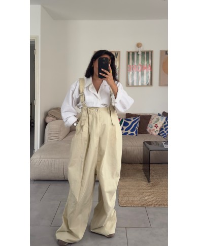 PANTALON SALOPETTE BEIGE PANTALON SALOPETTE BEIGE