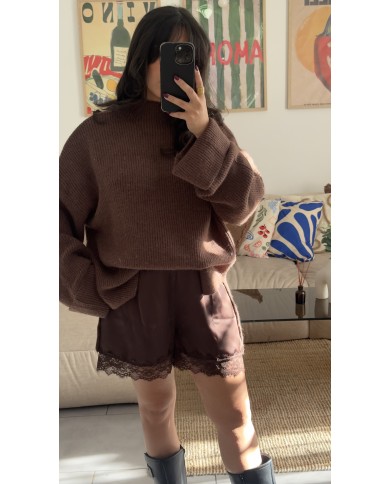 SHORT SATINÉ CHOCOLAT