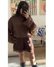 SHORT SATINÉ CHOCOLAT