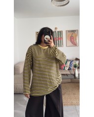 PULL SANS MANCHE "MOHAIR" JAUNE
