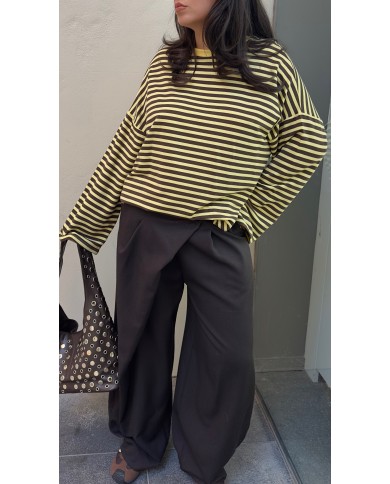 T-SHIRT MANCHE LONGUE À RAYURES JAUNE