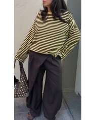 T-SHIRT MANCHE LONGUE À RAYURES JAUNE
