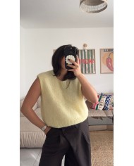 PULL SANS MANCHE "MOHAIR" JAUNE
