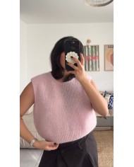 PULL SANS MANCHE "MOHAIR" JAUNE