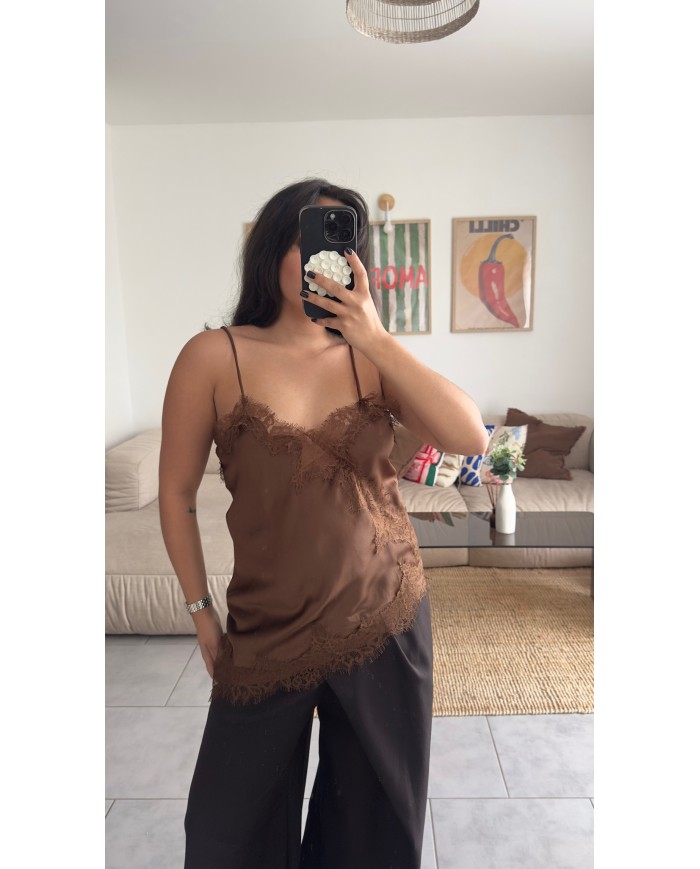TOP SATIN CHOCO